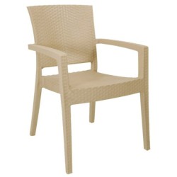 PACK DE 4 Uds de Sillón LIDO, apilable, polipropileno capuccino