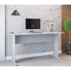 Mesa de oficina WORK, metal, bilaminado color platino 120 x 60 cms