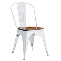 PACK DE 5 Uds de Silla TOL EK WOOD, acero, blanca, asiento madera