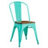 PACK DE 5 Uds de Silla TOL EK WOOD, acero, verde agua, asiento madera