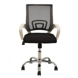 Sillón de oficina FISS NEW, Brazos blanco, gas, basculante, estructura y malla negro