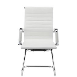 PACK DE 2 Uds de Sillón de oficina OLIVER, fijo de patín, cromado, similpiel blanca