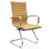 PACK DE 2 Uds de Sillón de oficina OLIVER, fijo de patín, cromado, similpiel marrón claro