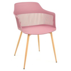 PACK DE 4 Uds de Sillón ALCAZABA, metal, polipropileno rosa oscuro