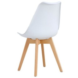 PACK DE 4 Uds de Silla TORRE 4P ( SU ), madera, polipropileno y cojín blanco