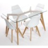 PACK DE 4 Uds de Silla TORRE 4P ( SU ), madera, polipropileno y cojín blanco