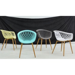 PACK DE 4 Uds de Sillón STRAUSS, metal, polipropileno gris oscuro