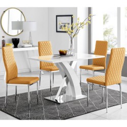 PACK DE 6 Uds de Silla PENÉLOPE, cromada, tapizada similpiel ocre