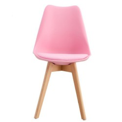 PACK DE 4 Uds de Silla TORRE 4P (SU), madera, polipropileno y cojín rosa