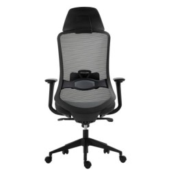 Sillón de oficina ARANJUEZ, alto, negro, ergonómico, multifunción, malla y asiento negro