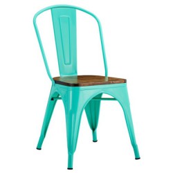 PACK DE 5 Uds de Silla TOL EK WOOD, acero, verde agua, asiento madera