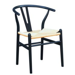 PACK DE 2 Uds de Silla WISH, madera de haya, negro, fibra trenzada