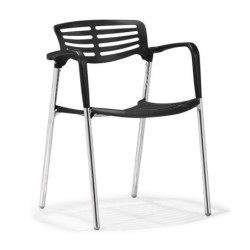 PACK DE 5 Uds de Sillón ALBENIZ, cromado, polipropileno negro