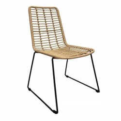 PACK DE 4 Uds de Silla LOTAK, apilable, metal, ratán beige