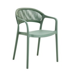 PACK DE 4 Uds de Sillón IBIZA, apilable, tratamiento anti UV, polipropileno y cuerda verde claro