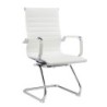 PACK DE 2 Uds de Sillón de oficina OLIVER, fijo de patín, cromado, similpiel blanca