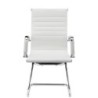 PACK DE 2 Uds de Sillón de oficina OLIVER, fijo de patín, cromado, similpiel blanca