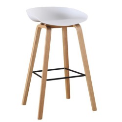 PACK DE 4 Uds de Taburete AWAK (TO), madera curvada, asiento polipropileno blanco