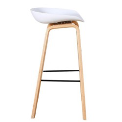 PACK DE 4 Uds de Taburete AWAK (TO), madera curvada, asiento polipropileno blanco