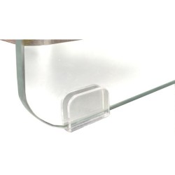 Mesa SEBAS, baja, cristal curvado, dos cajones, 50 x 43 cms