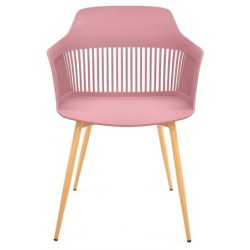 PACK DE 4 Uds de Sillón ALCAZABA, metal, polipropileno rosa oscuro