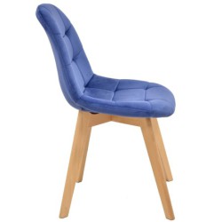 PACK DE 4 Uds de Silla LORENA, madera, tapizada velvet azul