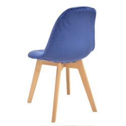 PACK DE 4 Uds de Silla LORENA, madera, tapizada velvet azul