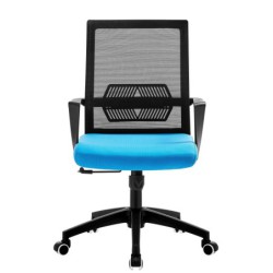 Sillón de oficina RISLEY, negro, malla negra, tejido azul claro
