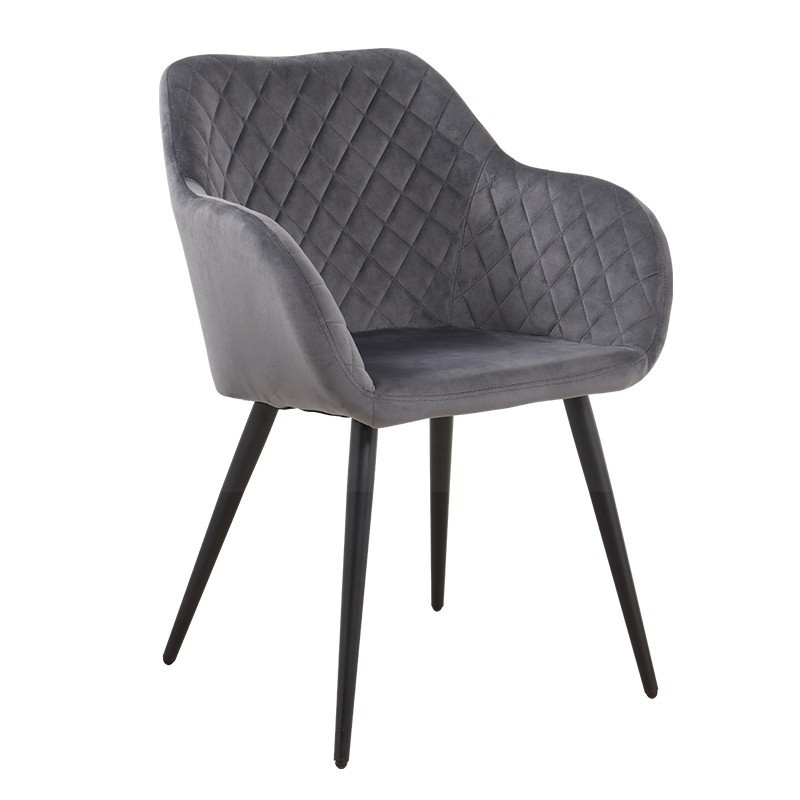 PACK DE 2 Uds de Sillón ROLANDO, metal, tapizado velvet 21 gris oscuro