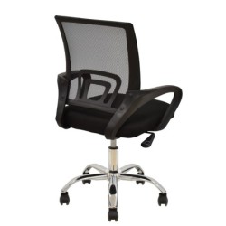 Sillón de oficina FISS NEW (M), negro, gas, basculante, malla y tejido negro