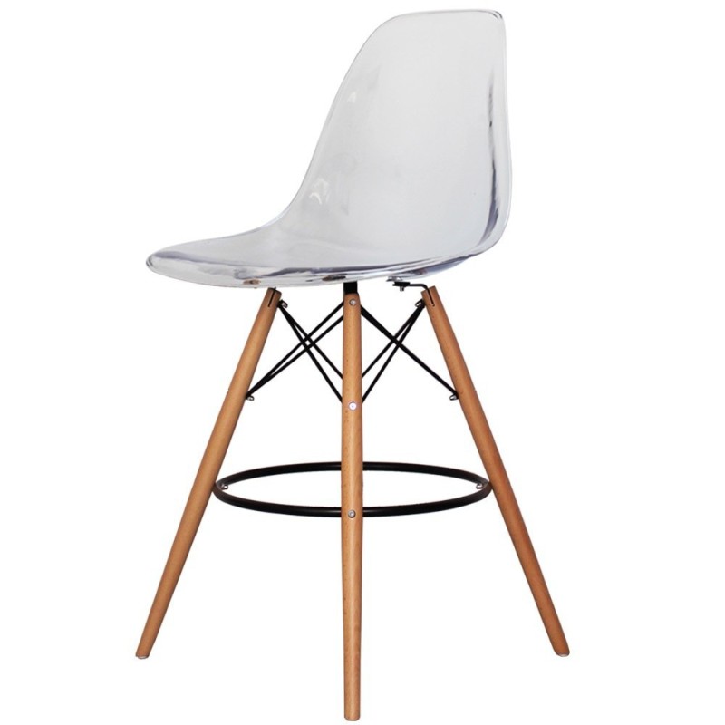 PACK DE 4 Uds de Taburete STAR, madera, carcasa transparente