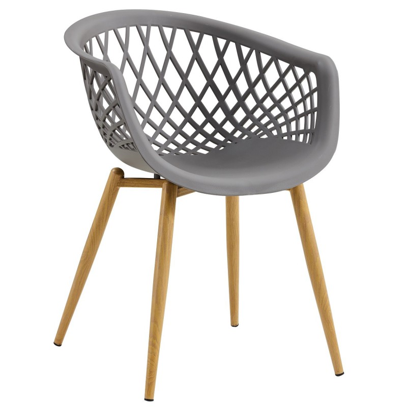 PACK DE 4 Uds de Sillón STRAUSS, metal, polipropileno gris oscuro