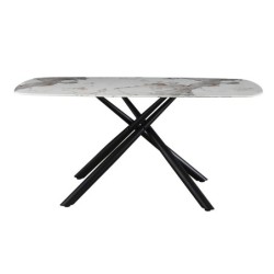 Mesa JAZZ, metal negro, tapa de cristal templado, 160x90 cms