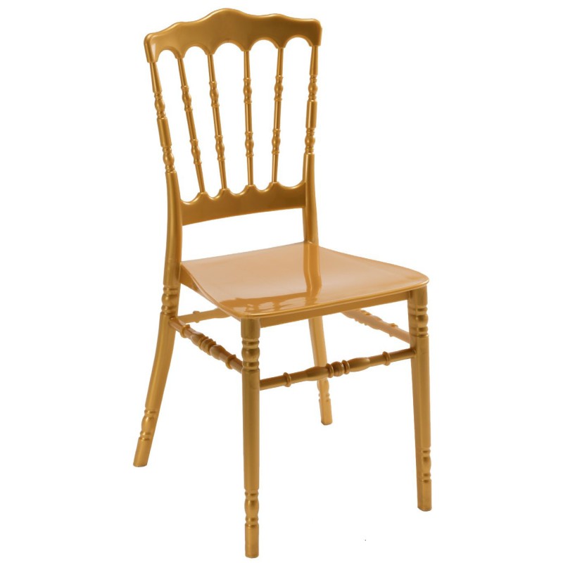 PACK DE 4 Uds de Silla WEDDING, apilable, polipropileno dorado