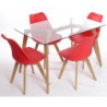PACK DE 4 Uds de Silla TORRE 4P (SU), madera, polipropileno y cojín rojo
