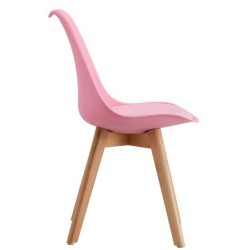 PACK DE 4 Uds de Silla TORRE 4P (SU), madera, polipropileno y cojín rosa