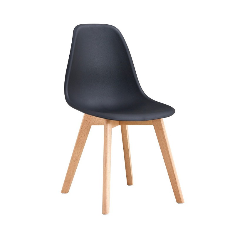 PACK DE 4 Uds de Silla MARAIS, madera, polipropileno negro