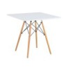 Mesa STAR, base madera, tapa blanca, 80 x 80 cms