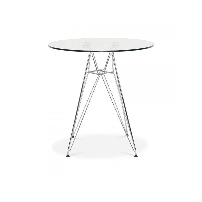 Mesa STAR, cromada, cristal, 90 cms de diámetro