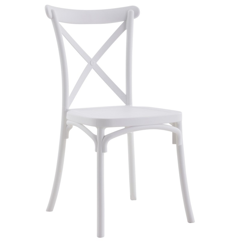 PACK DE 4 Uds de Silla CORFÚ, apilable, tratamiento anti UV, polipropileno blanco