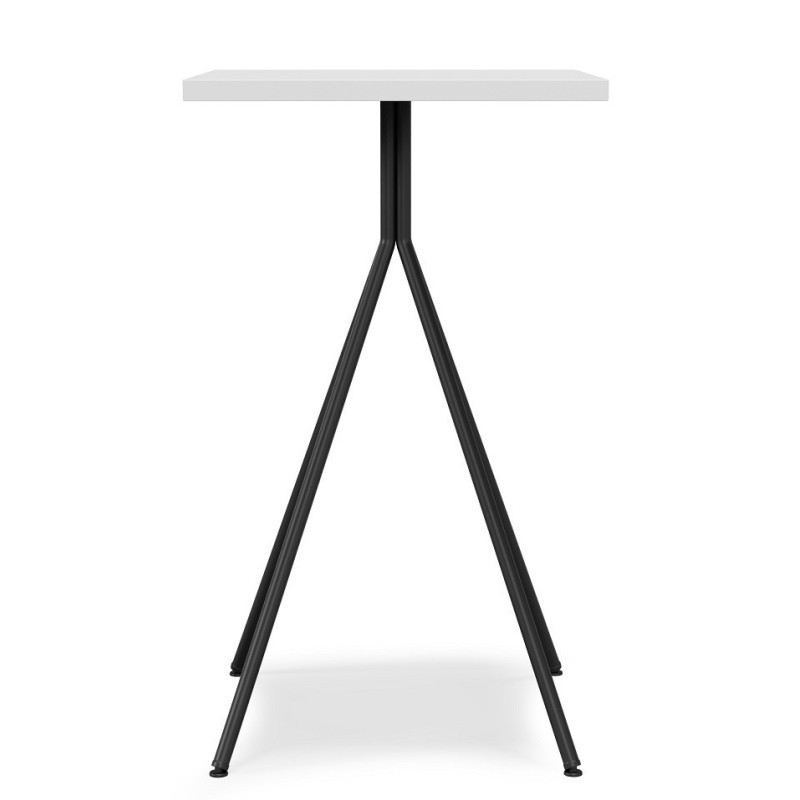 Mesa BISTRÓ, alta, metal negro, tapa de MDP color blanco, 60 x 60 cms