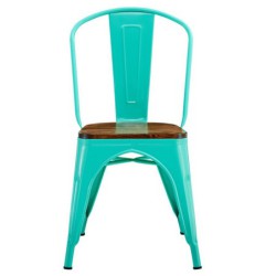 PACK DE 5 Uds de Silla TOL EK WOOD, acero, verde agua, asiento madera
