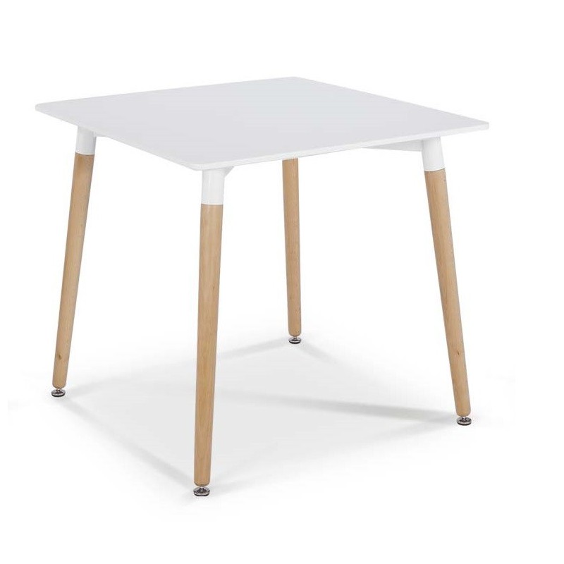 Mesa NURY (SU), madera, tapa lacada blanca, 80 x 80 cms