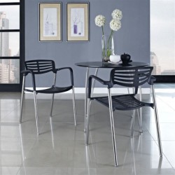 PACK DE 5 Uds de Sillón ALBENIZ, cromado, polipropileno negro