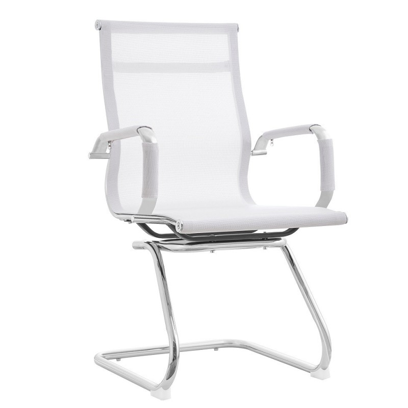PACK DE 2 Uds de Sillón de oficina IGOR, fijo, cromado, malla blanca