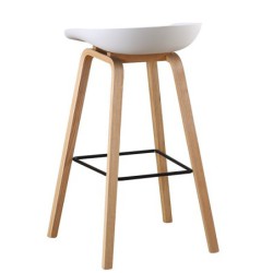 PACK DE 4 Uds de Taburete AWAK (TO), madera curvada, asiento polipropileno blanco