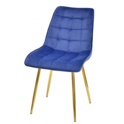 PACK DE 6 Uds de Silla GILDA, metal, dorado, tejido velvet azul