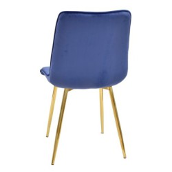 PACK DE 6 Uds de Silla GILDA, metal, dorado, tejido velvet azul