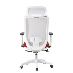 Sillón de oficina CLAYTON, blanco, malla gris, tejido azul claro