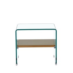 Mesa POITIERS, baja, estante, cristal, 50 x 40 cms